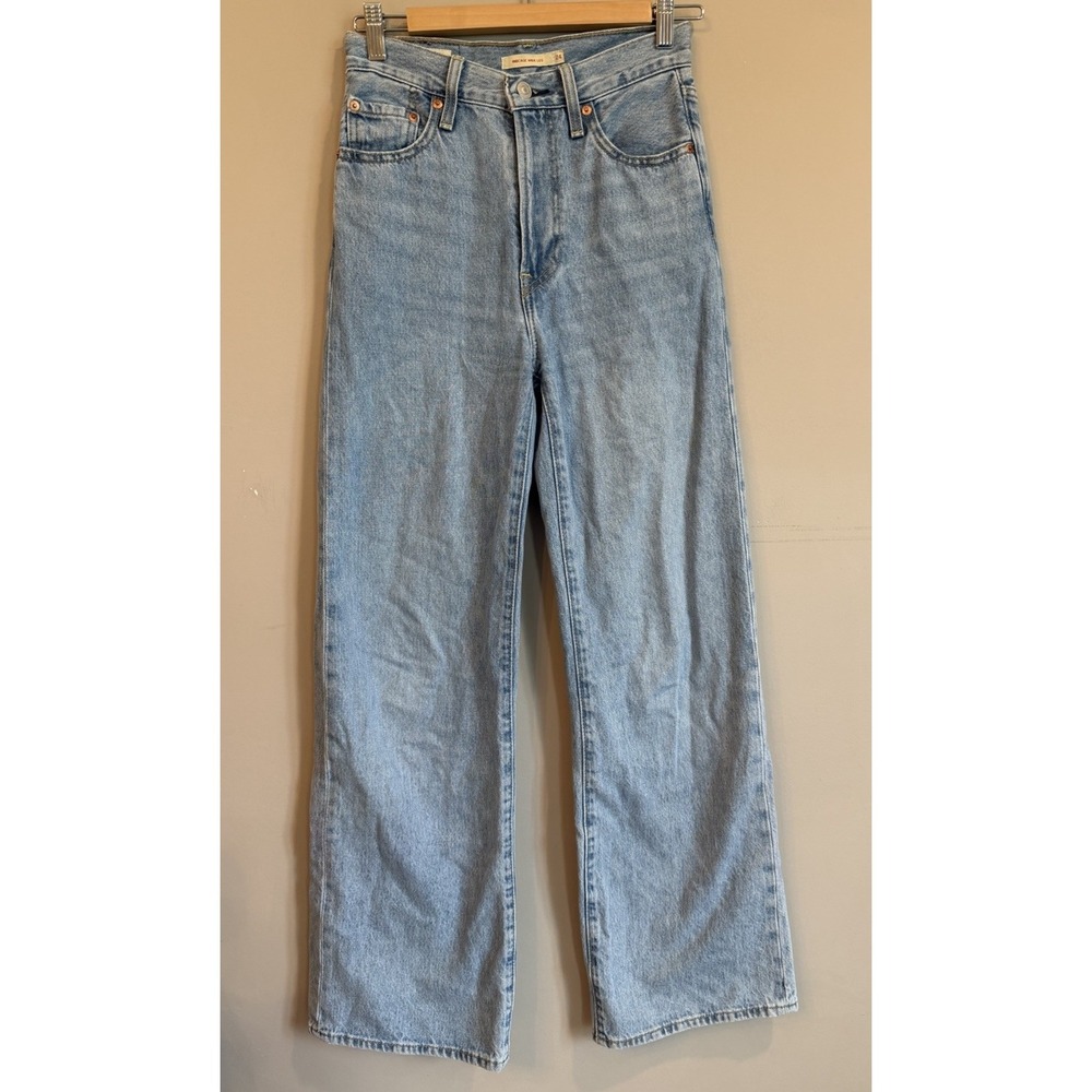 LEVI'S Ribcage Wide Leg Jeans Blue Denim Size 24 x 32 Medium Wash 100% Cotton
